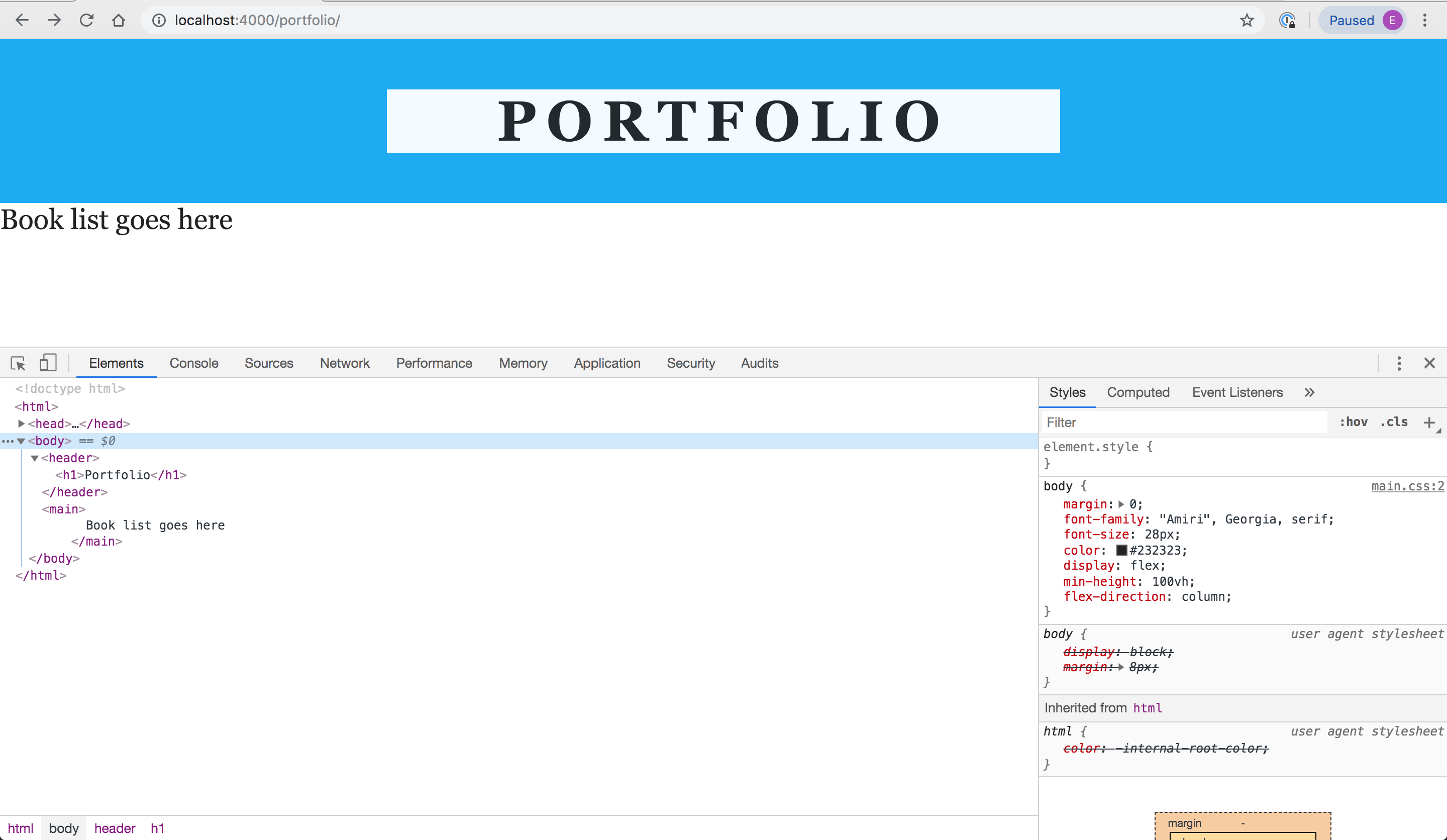 Screenshot showing a nicely styled website with a nice blue header